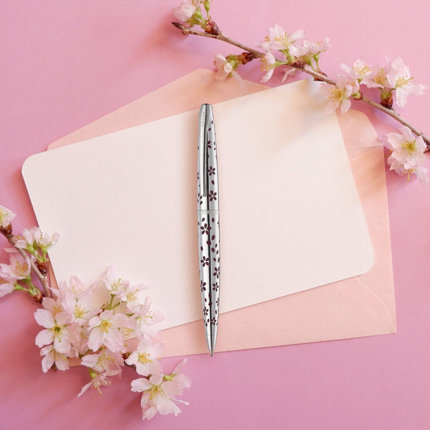 ATX® Cherry Blossom Polished Chrome with Polished Chrome Appointments Ballpoint Pen
