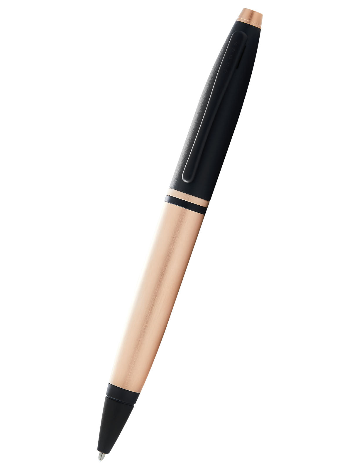 Calais™ Brushed Rose Gold Plate and Black Lacquer Ballpoint Pen.
