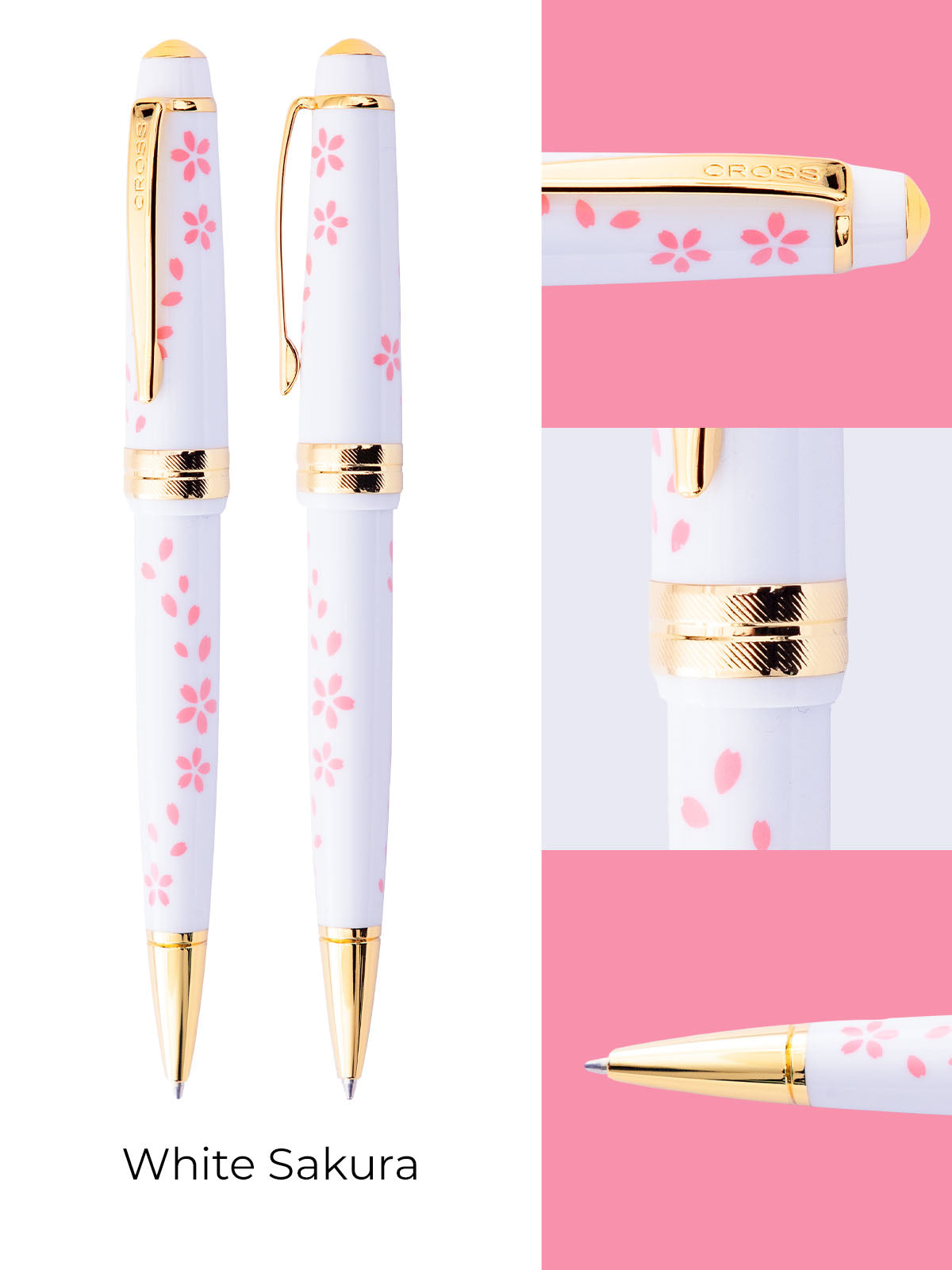 Bailey Light™ Cherry Blossom Glossy White Resin Ballpoint Pen.