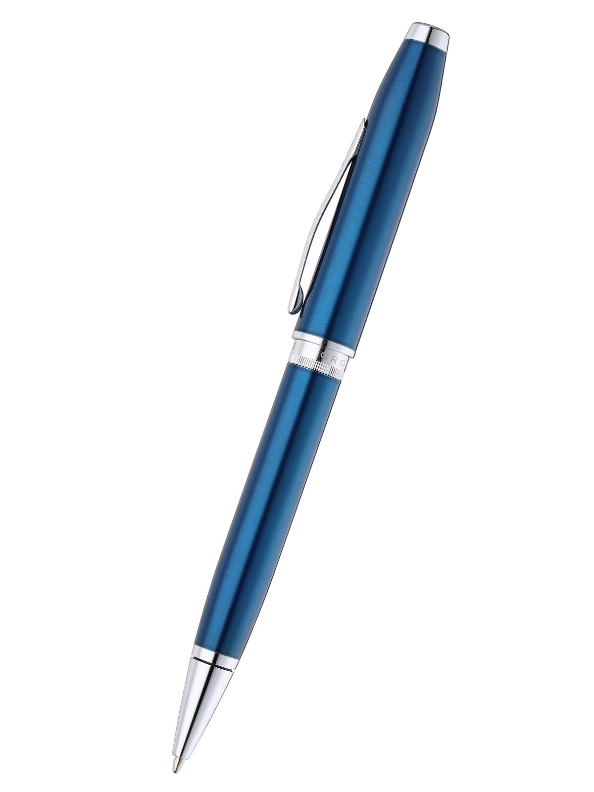 Foundry Glossy Translucent Blue Lacquer with Polished Chrome Appointments Ballpoint Pen