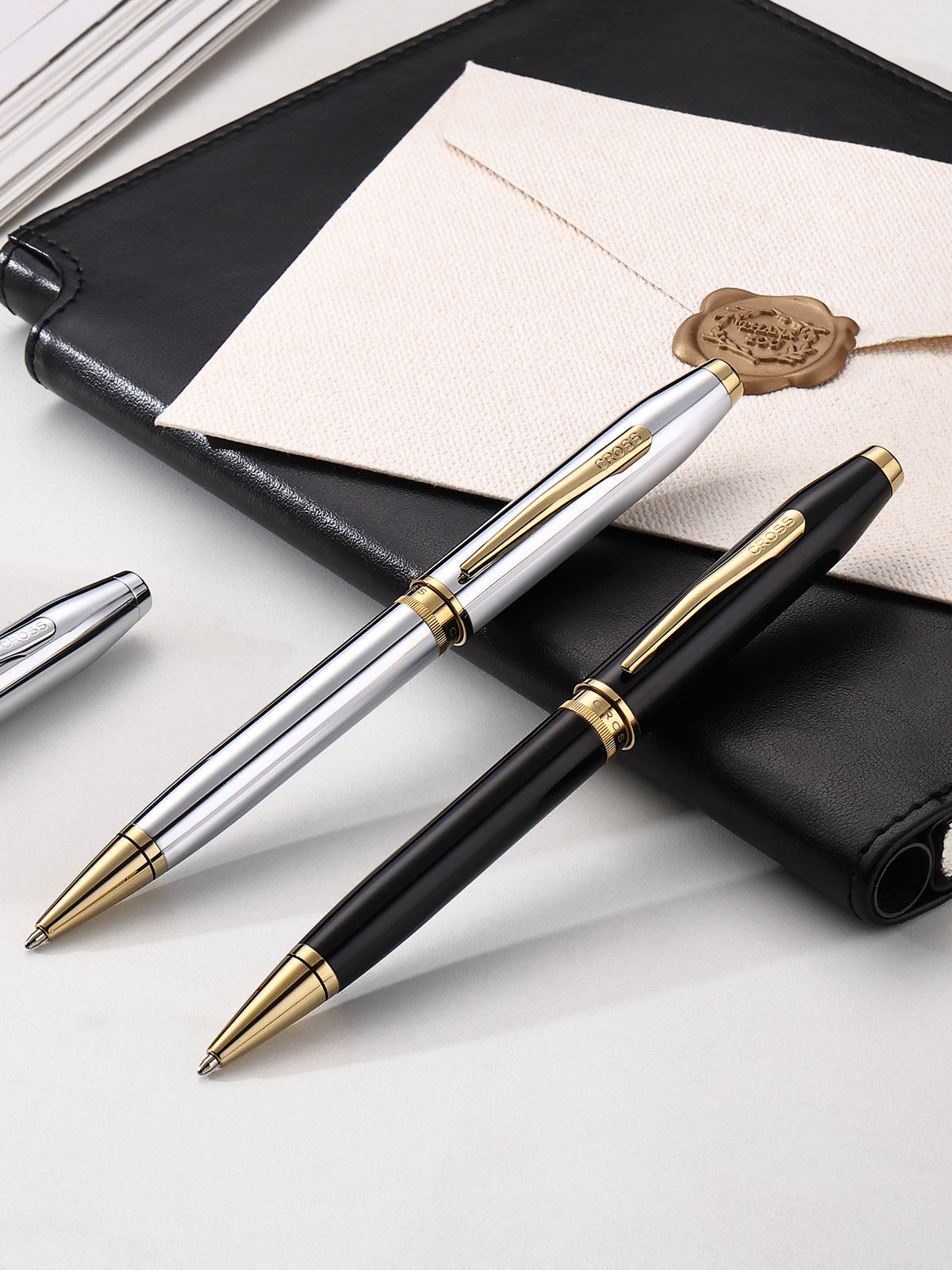 Foundry Polished Chrome with PVD Gold Appointments Ballpoint Pen