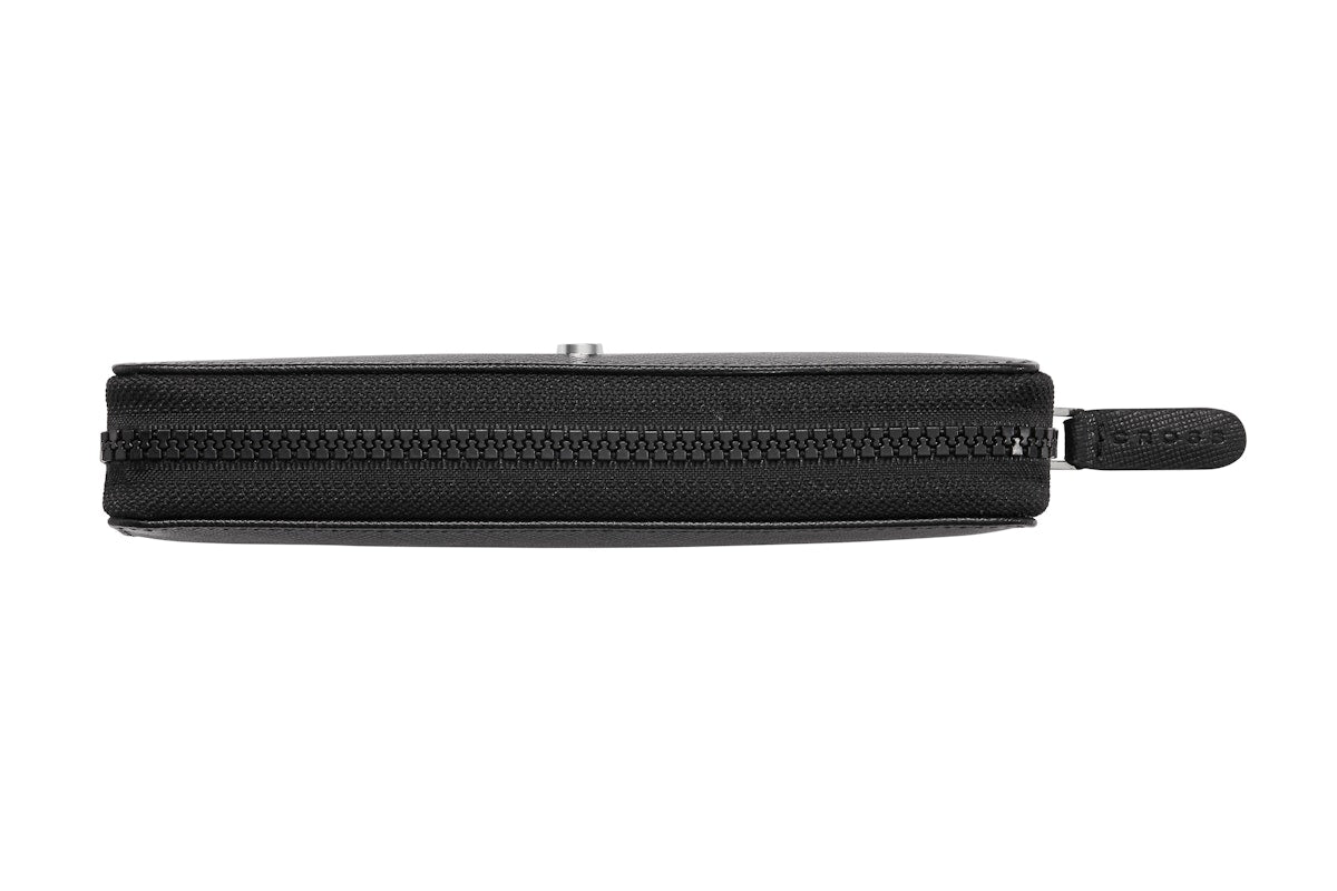 Classic Black Leather Zippered Double Pen Case Gift Bundle