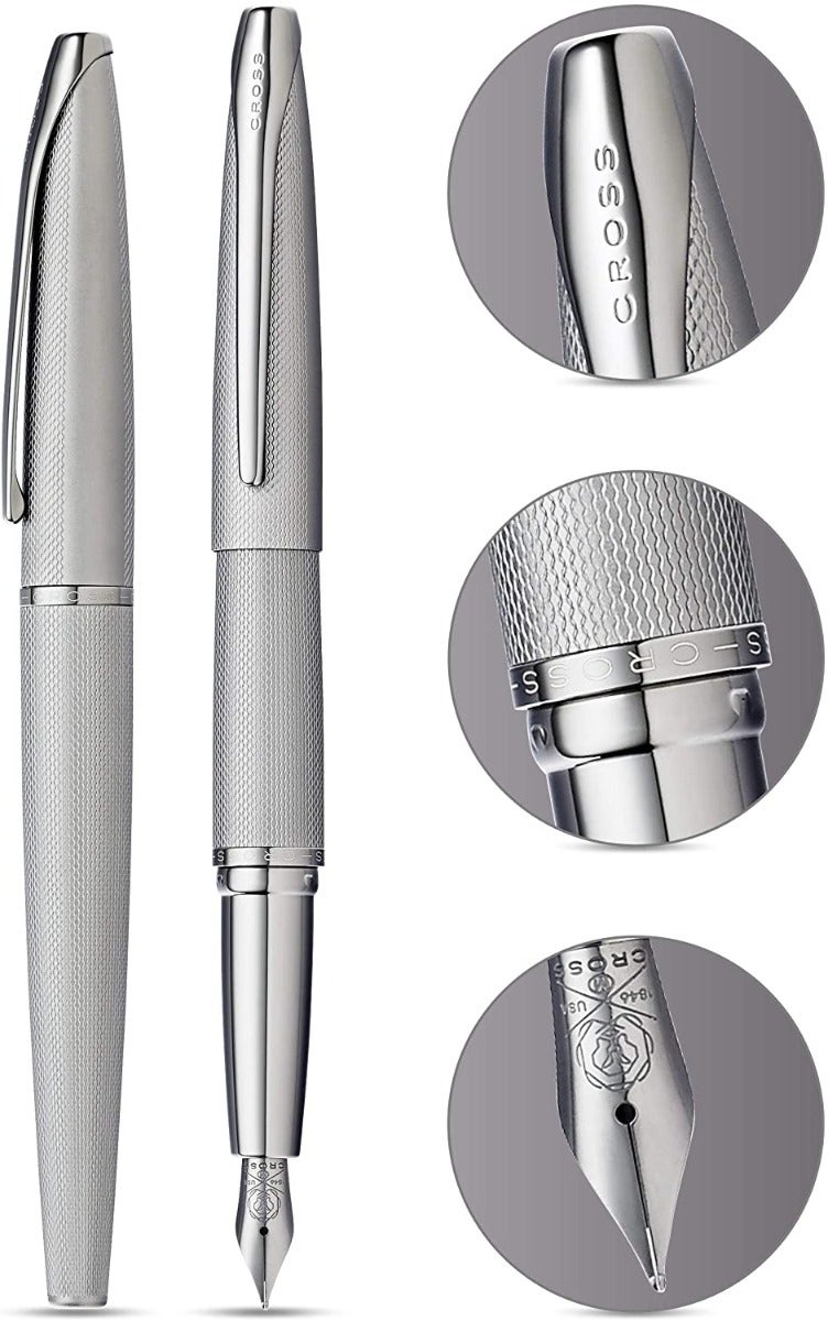 ATX® Sandblasted Titanium Gray Stainless Steel Medium Nib Fountain Pen.