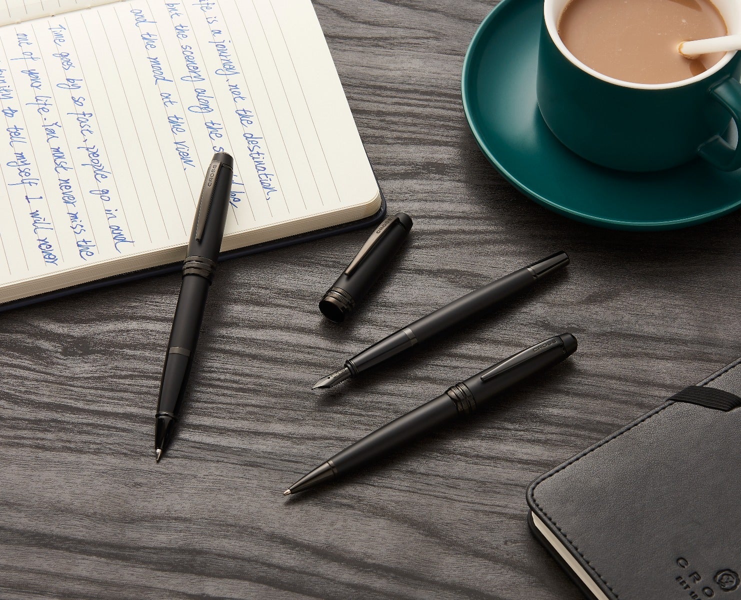 Bailey™ Matte Black Lacquer Stainless Steel Fine Nib Fountain Pen.