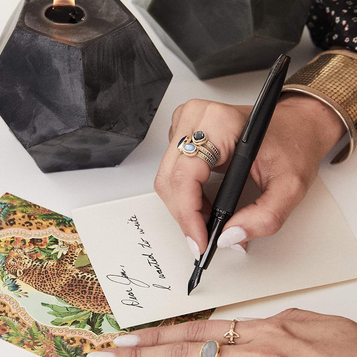 ATX® Brushed Black Stainless Steel Fine Nib Fountain Pen.