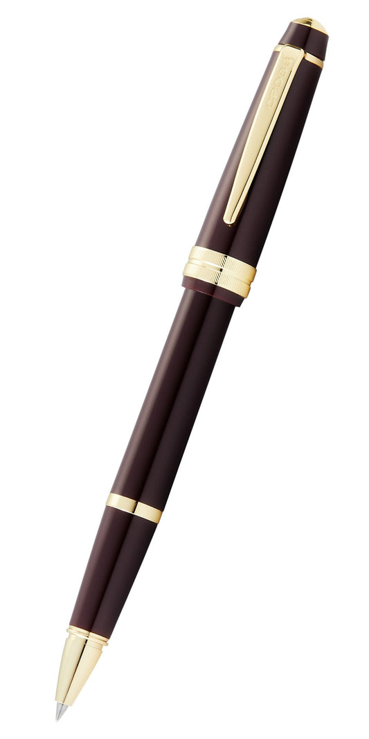 Bailey Light™ Polished Burgundy Resin and Gold Tone Rollerball Pen.