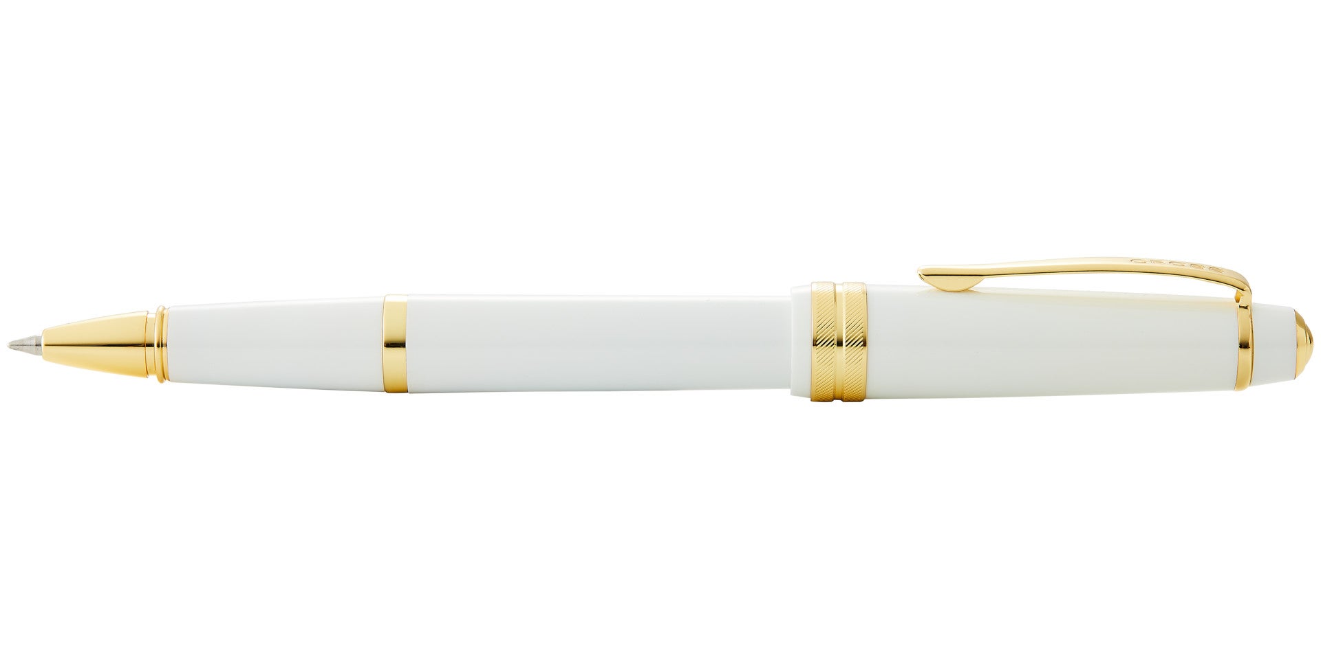 Bailey Light™ Polished White Resin and Gold Tone Rollerball Pen.