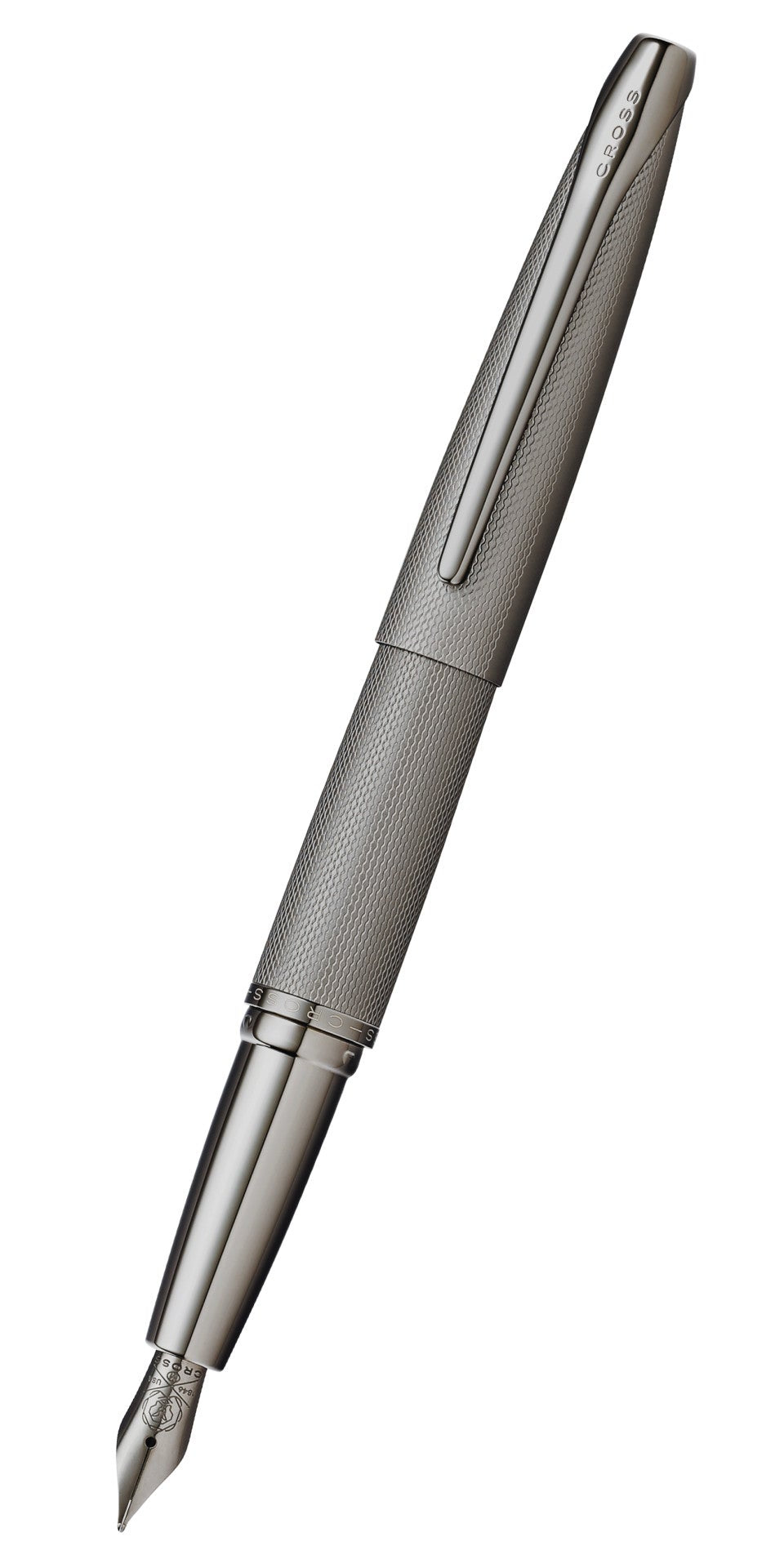 ATX® Sandblasted Titanium Gray Stainless Steel Medium Nib Fountain Pen.