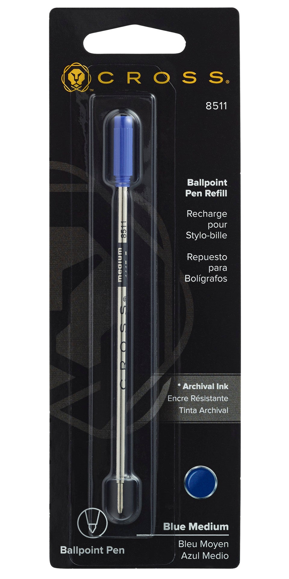 Ballpoint Pen Refill - Blue - Medium - Packaged One Per Card
