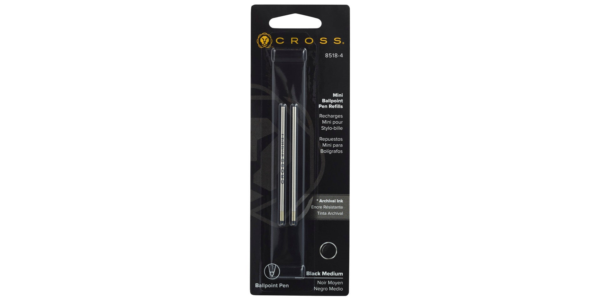 Mini Ballpoint Pen Refill - Black - Medium - Dual Pack.