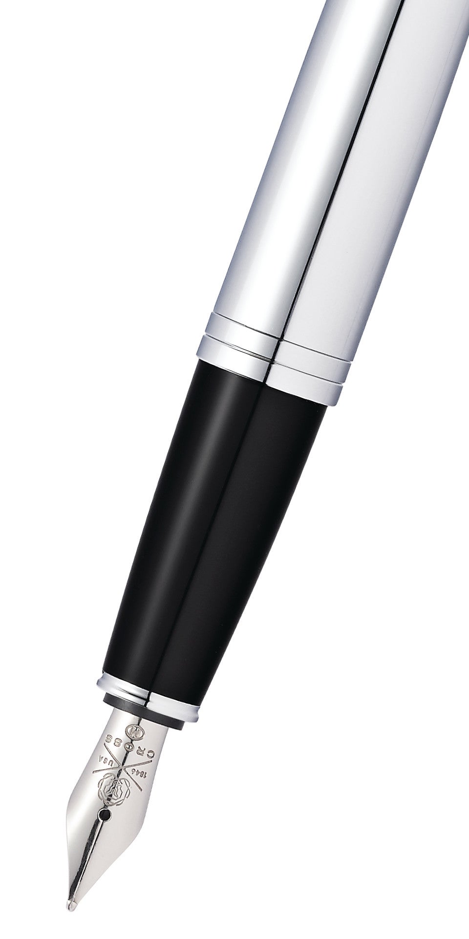 Calais™ Polished Chrome Stainless Steel Medium Nib Fountain Pen.