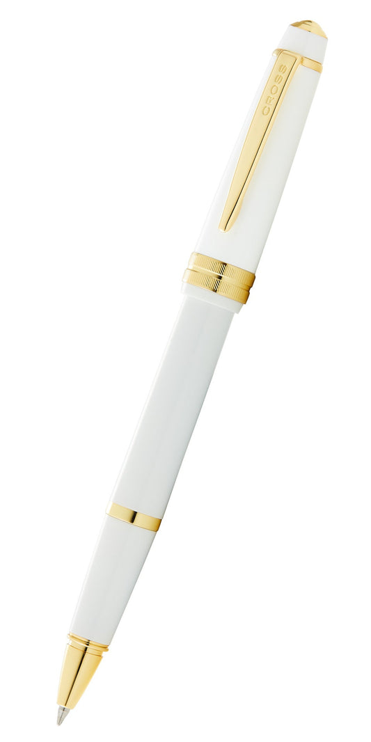Bailey Light™ Polished White Resin and Gold Tone Rollerball Pen.