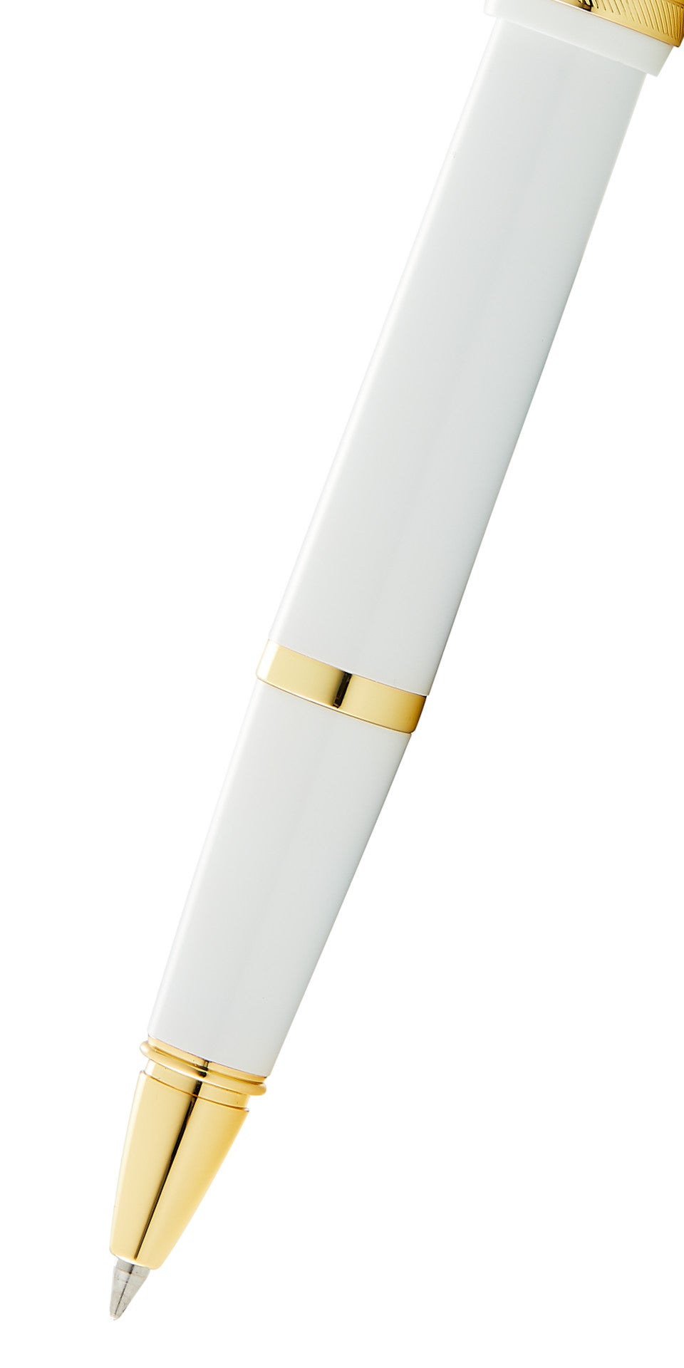 Bailey Light™ Polished White Resin and Gold Tone Rollerball Pen.