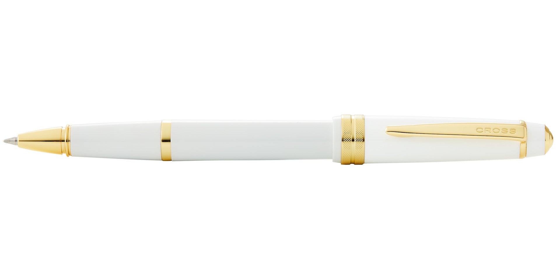Bailey Light™ Polished White Resin and Gold Tone Rollerball Pen.