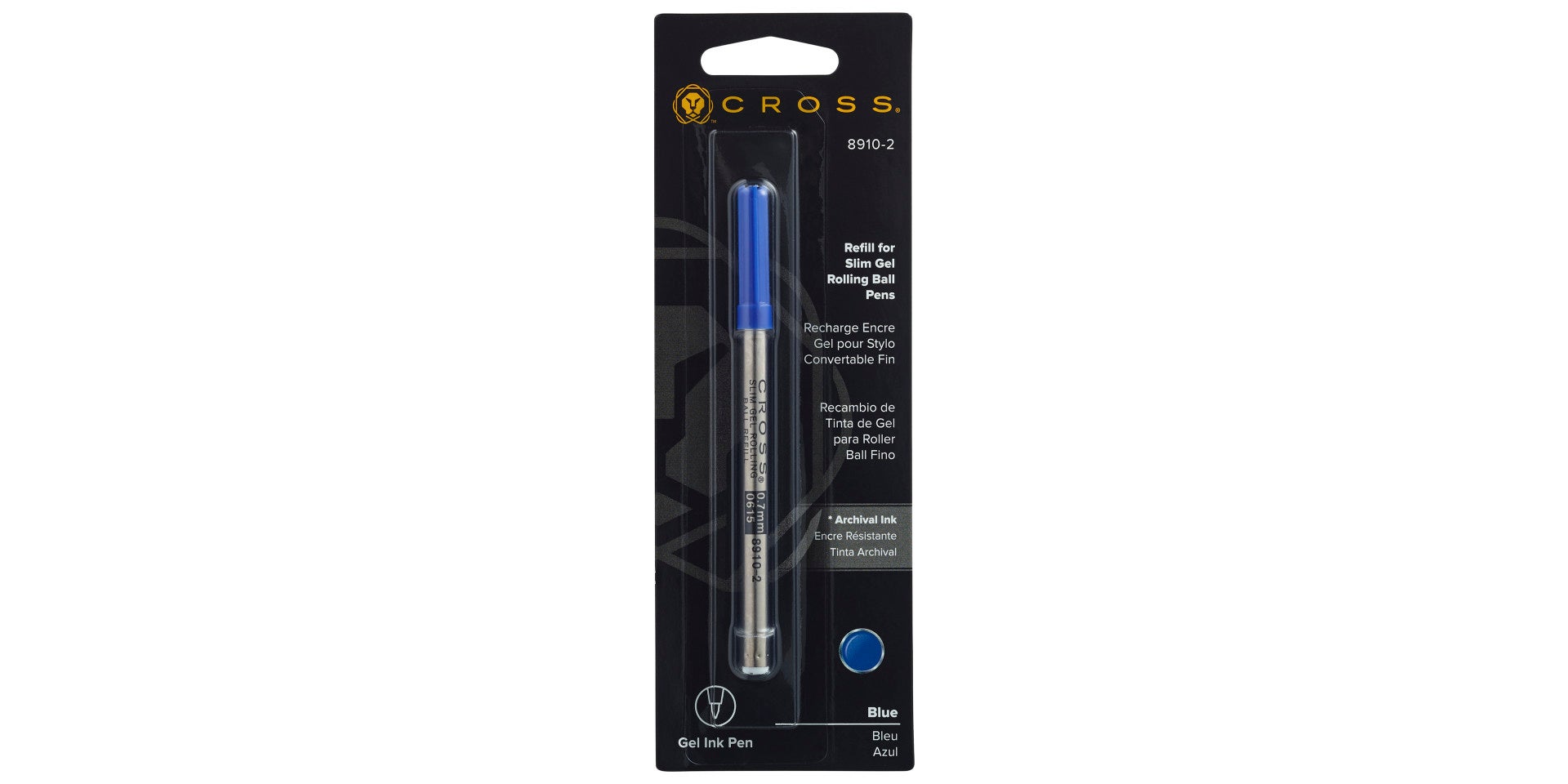 Slim Gel Rollerball Pen Refill  - Blue - Single Pack.