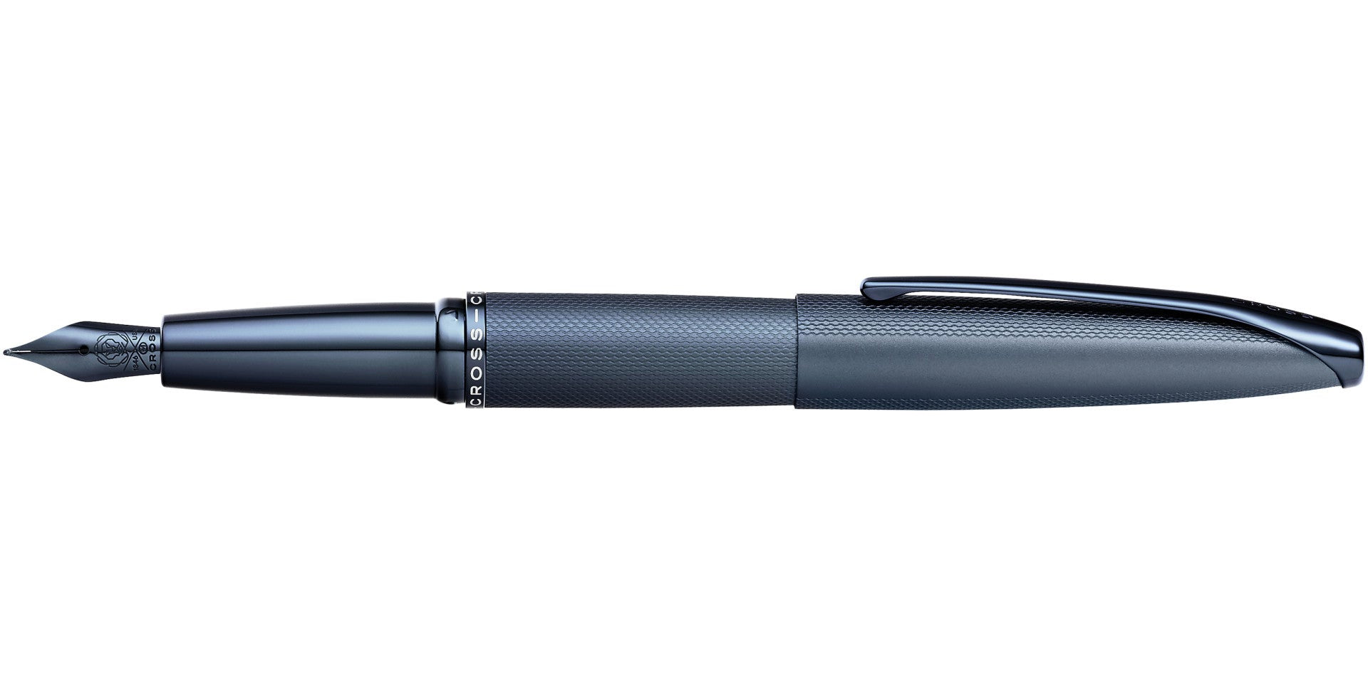 ATX® Sandblasted Dark Blue Stainless Steel Fine Nib Fountain Pen.