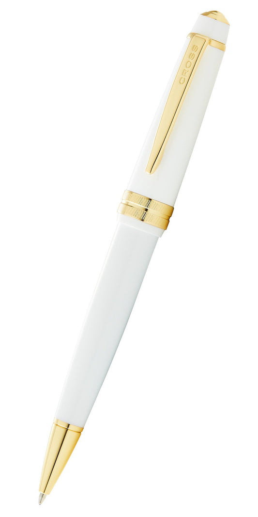 Bailey Light™ Polished White Resin and Gold Tone Ballpoint Pen.