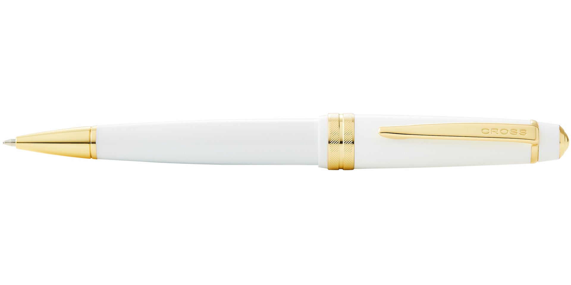 Bailey Light™ Polished White Resin and Gold Tone Ballpoint Pen.