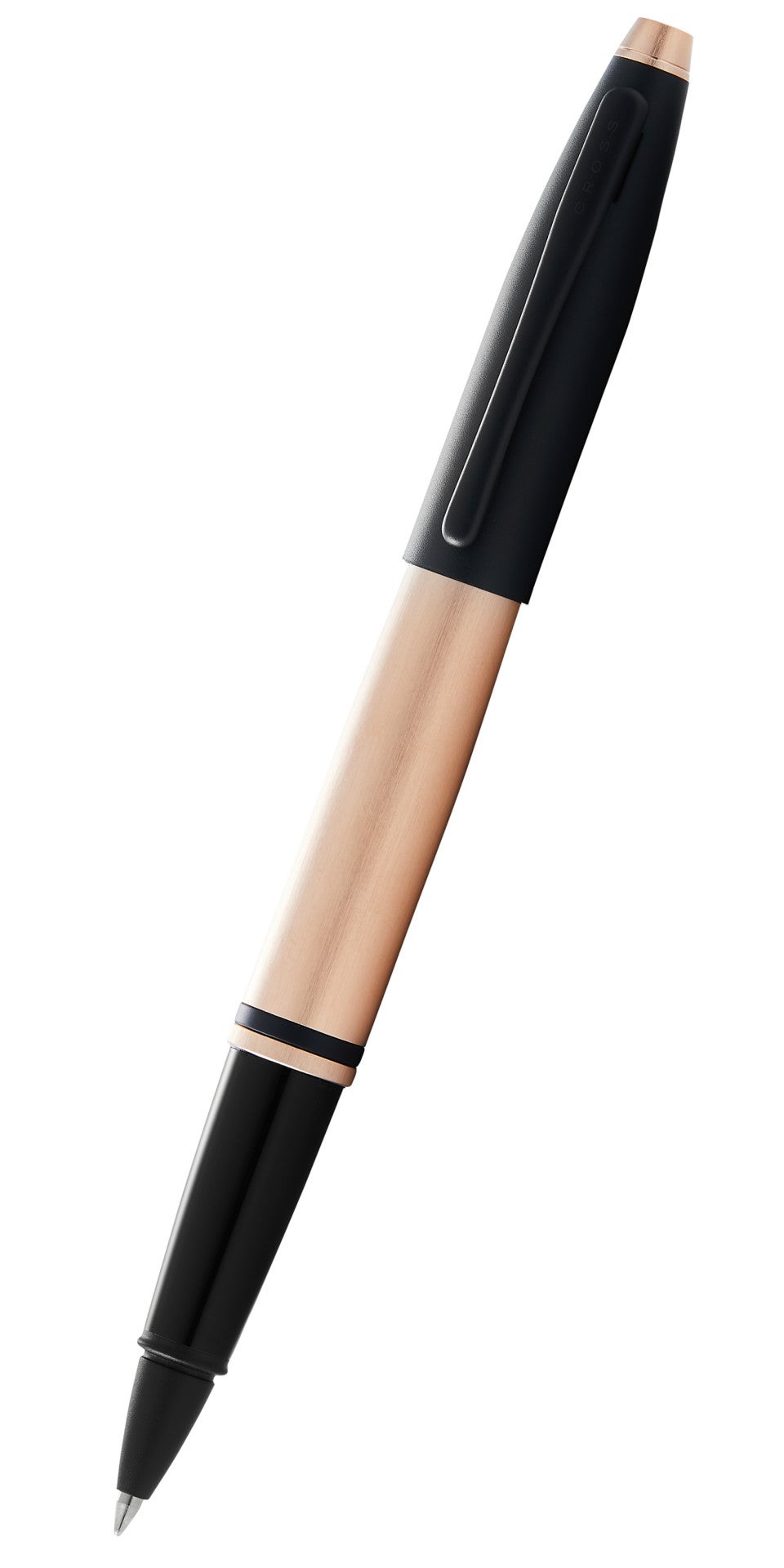Calais™ Brushed Rose Gold Plate and Black Lacquer Rollerball Pen.