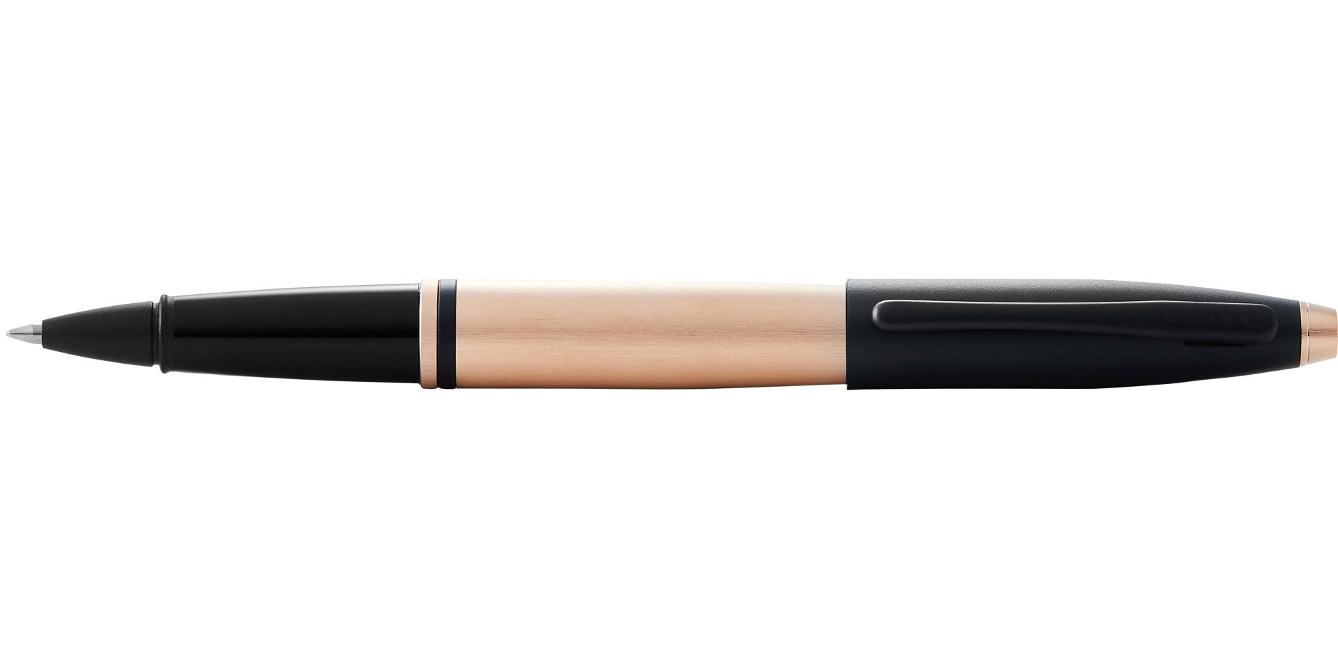 Calais™ Brushed Rose Gold Plate and Black Lacquer Rollerball Pen.