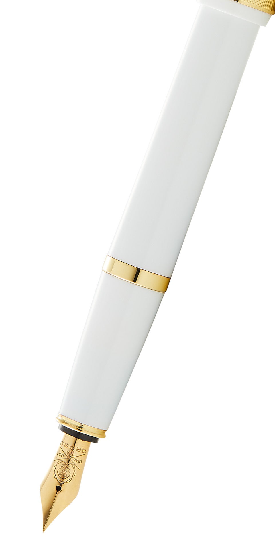Bailey Light™ Polished White Resin and Gold Tone Medium Nib Fountain Pen.