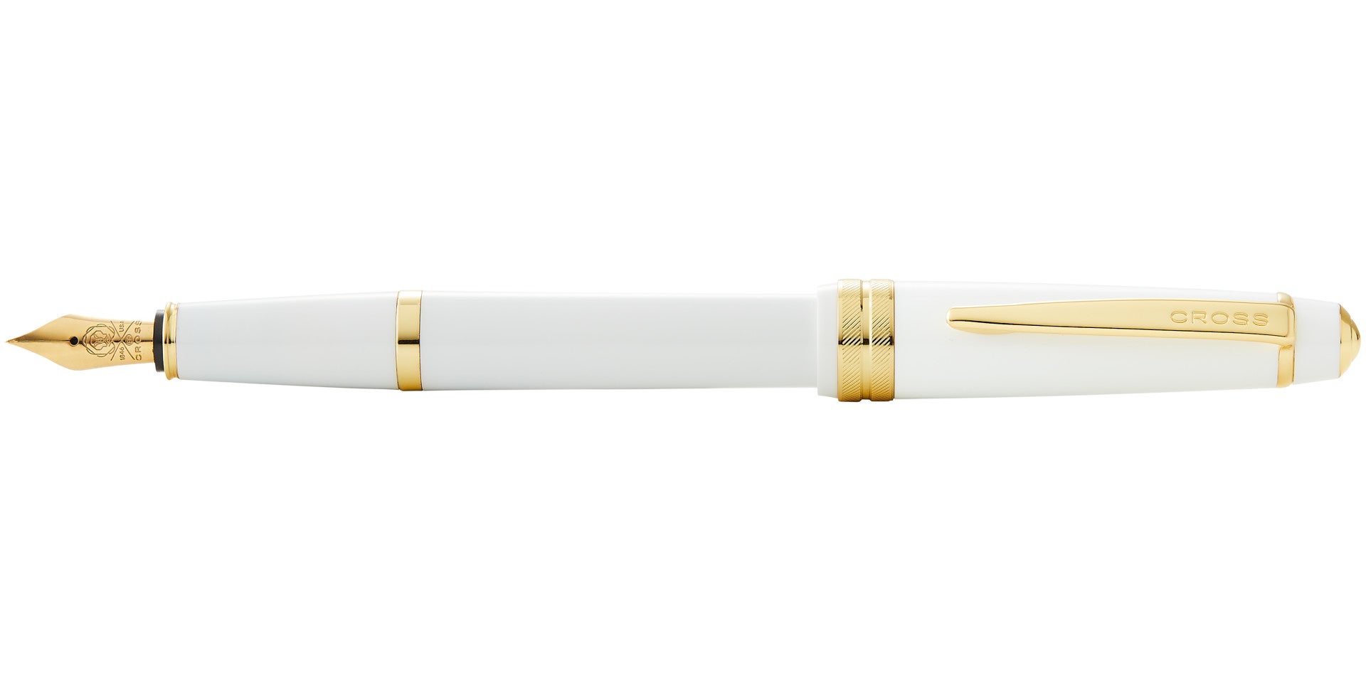 Bailey Light™ Polished White Resin and Gold Tone Fine Nib Fountain Pen.