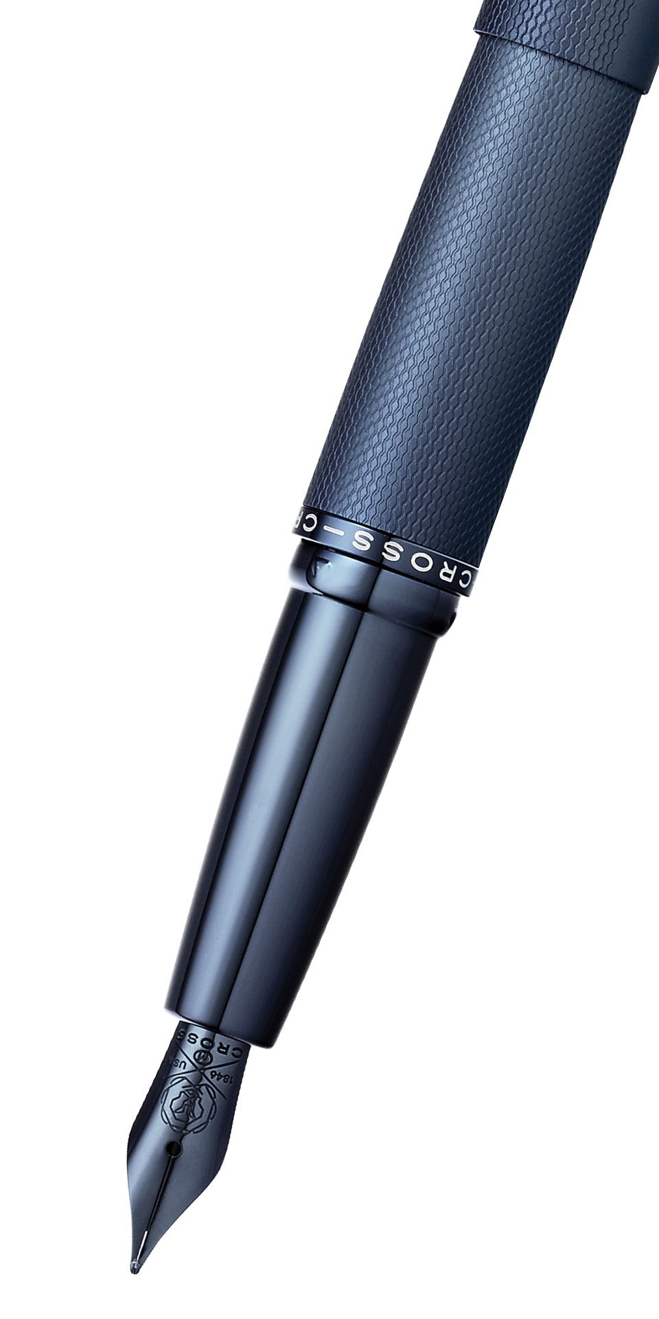 ATX® Sandblasted Dark Blue Stainless Steel Medium Nib Fountain Pen.