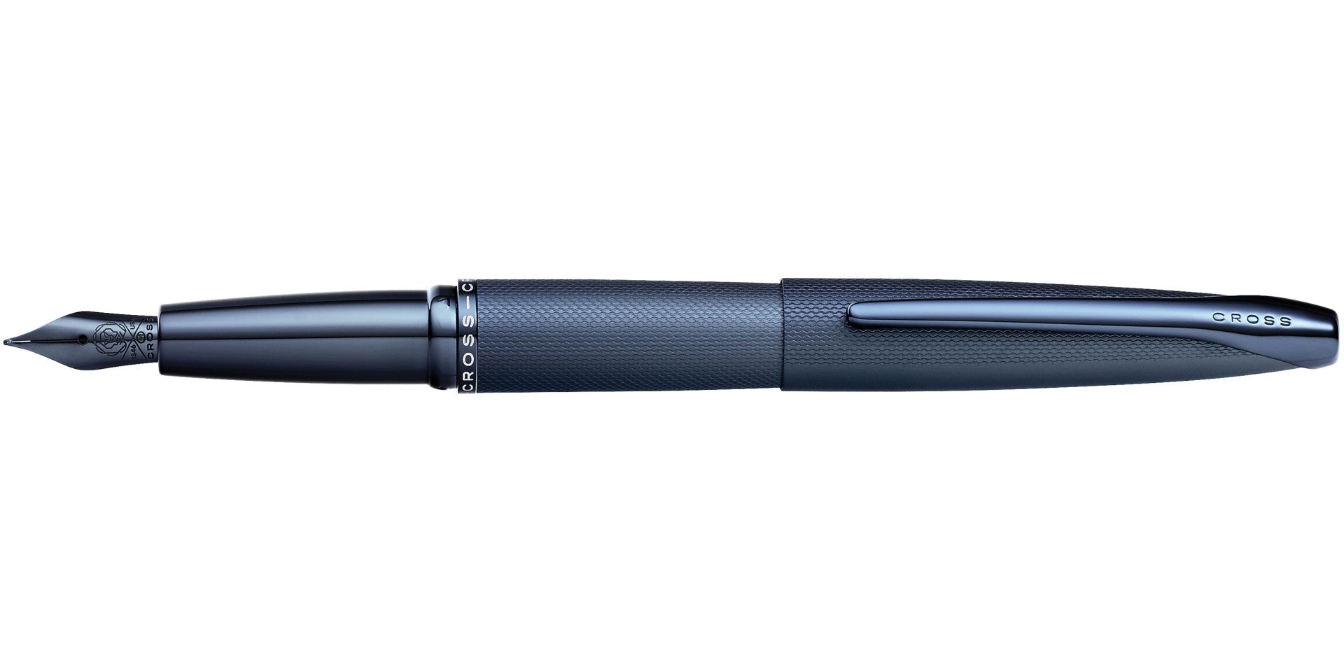 ATX® Sandblasted Dark Blue Stainless Steel Medium Nib Fountain Pen.