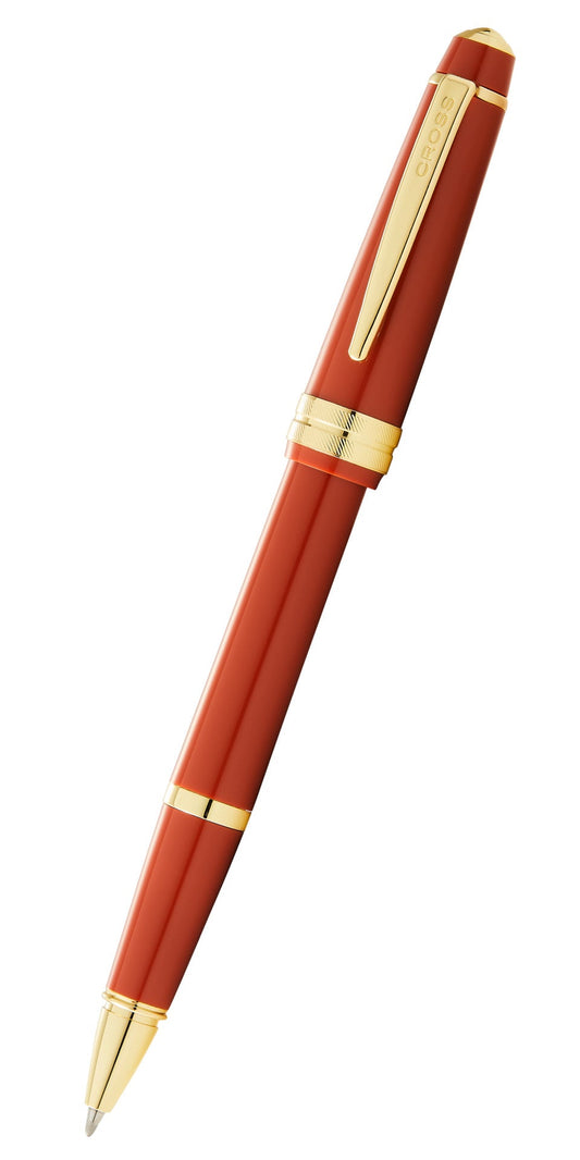 Bailey Light™ Polished Amber Resin and Gold Tone Rollerball Pen.