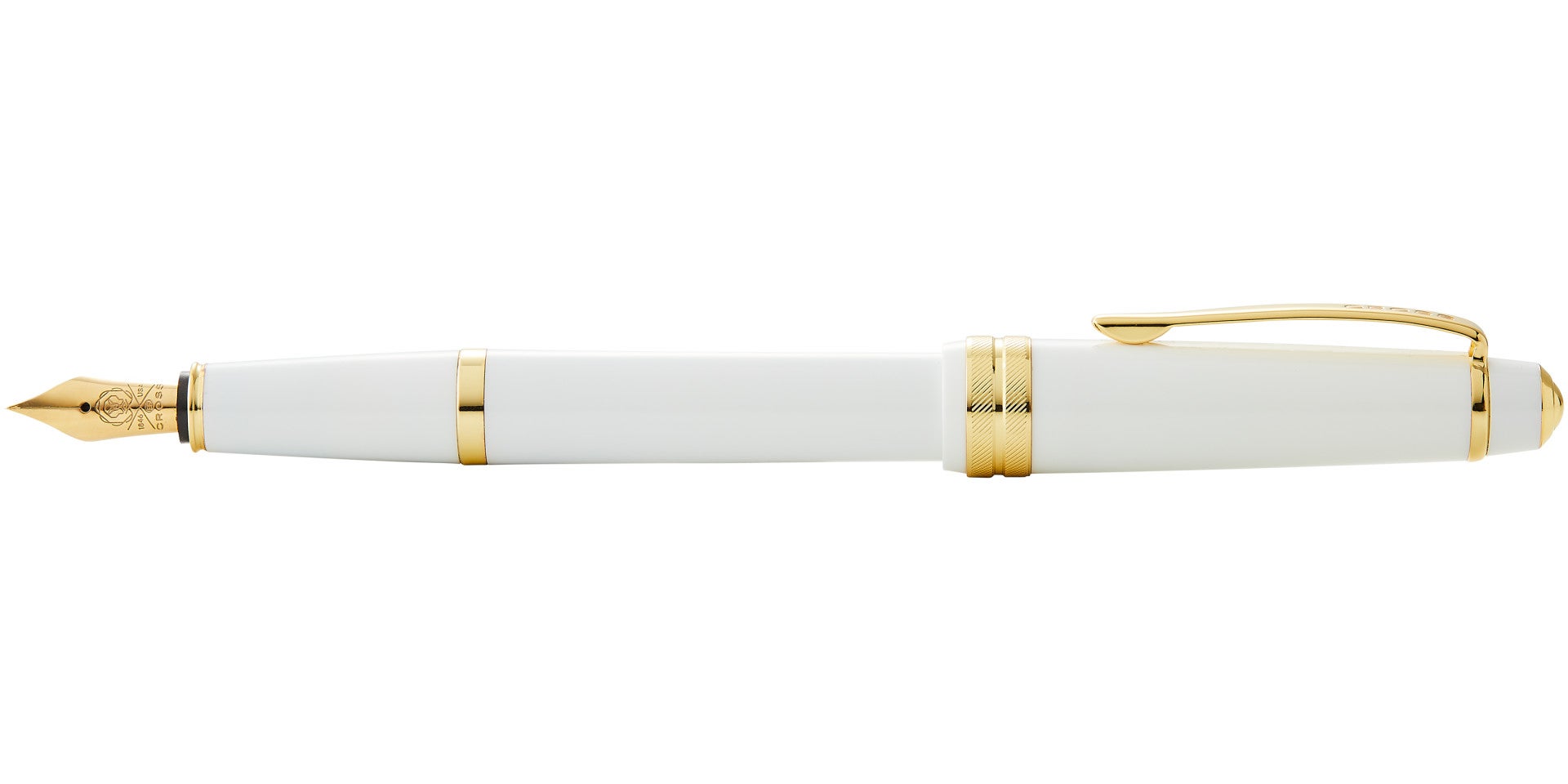 Bailey Light™ Polished White Resin and Gold Tone Fine Nib Fountain Pen.