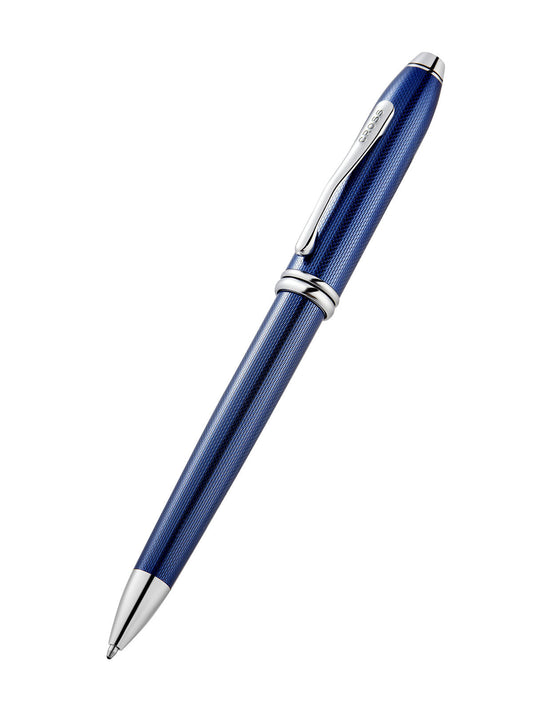 Townsend® Polished Translucent Cobalt Blue Engraved Diamond Pattern with Polished Chrome Appointments Ballpoint Pen.