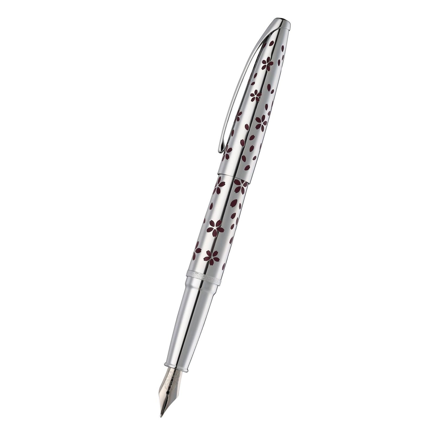 ATX® Cherry Blossom Polished Chrome with Polished Chrome Appointments and Chrome Plated Medium Nib Fountain Pen