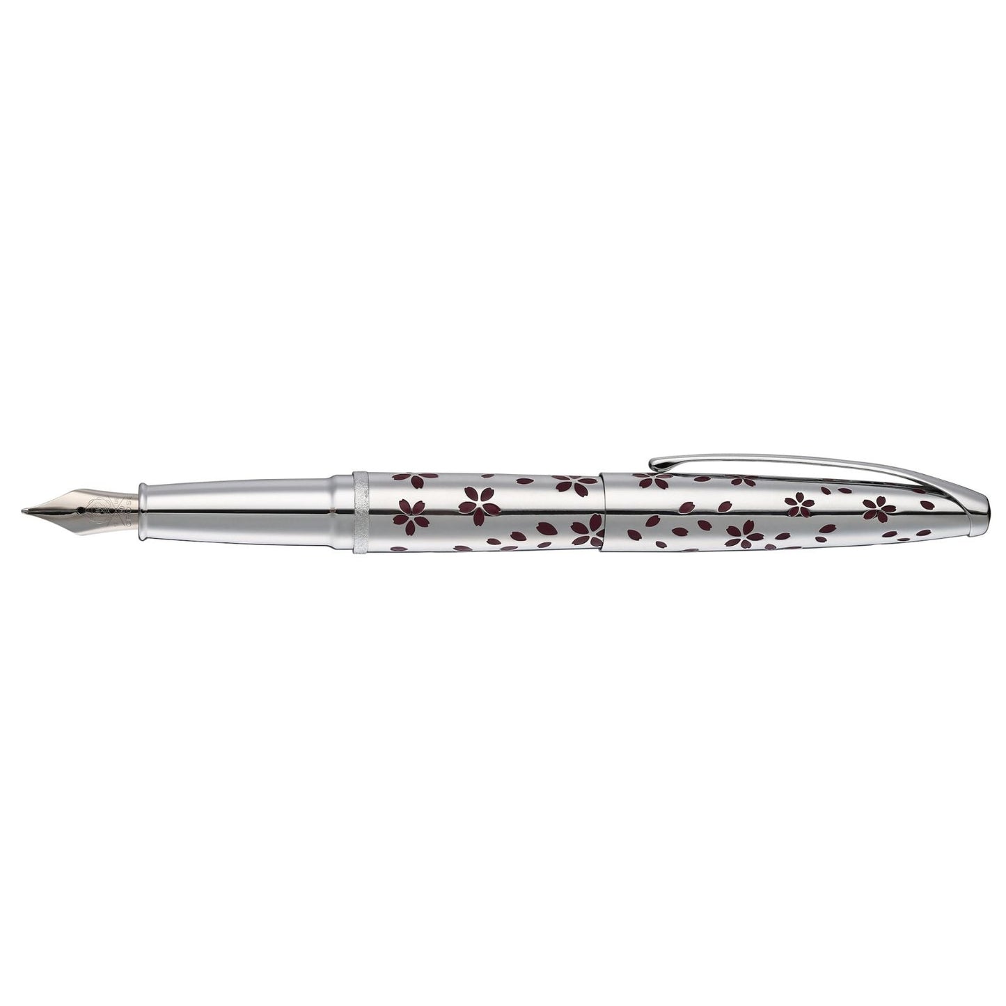 ATX® Cherry Blossom Polished Chrome with Polished Chrome Appointments and Chrome Plated Medium Nib Fountain Pen