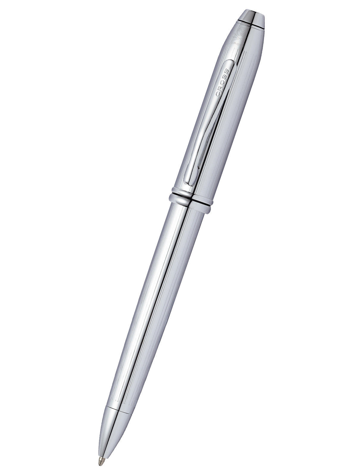 Townsend Lustrous Chrome Ballpoint Pen with Mocha Cigar Style Leather Single Pen Case Gift Set