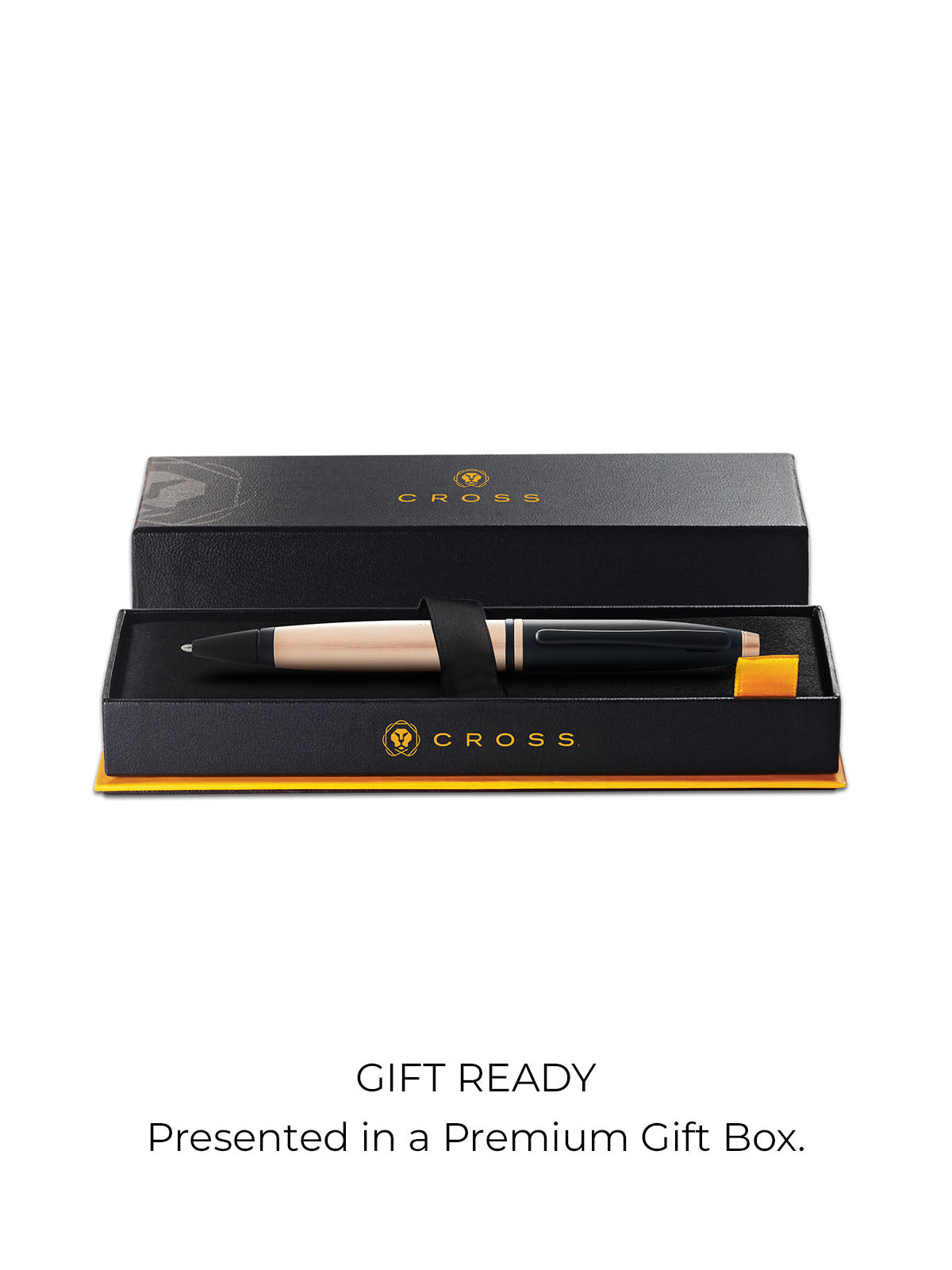 Calais™ Brushed Rose Gold Plate and Black Lacquer Ballpoint Pen.