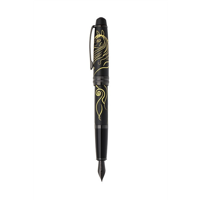Bailey™ Zodiac Year of the Horse Matte Black Lacquer with Black PVD Appointments Medium Nib Fountain Pen