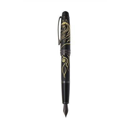 Bailey™ Zodiac Year of the Horse Matte Black Lacquer with Black PVD Appointments Medium Nib Fountain Pen