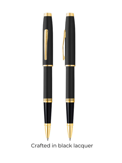 Coventry Black Lacquer with Gold Appointments Rollerball Pen