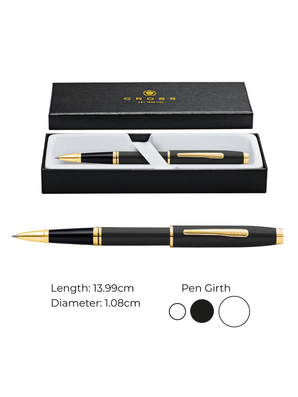 Coventry Black Lacquer with Gold Appointments Rollerball Pen