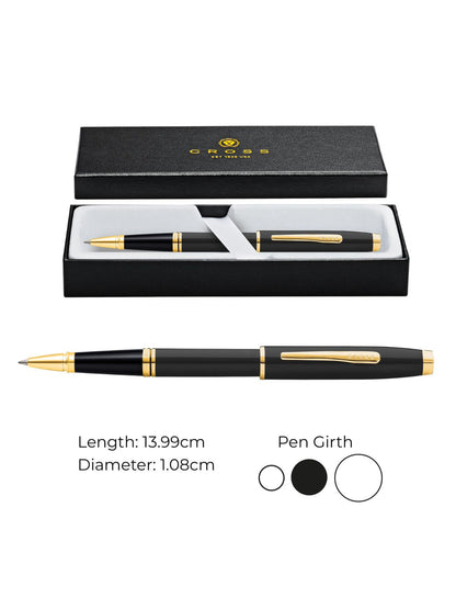 Coventry Black Lacquer with Gold Appointments Rollerball Pen