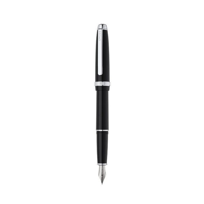 Lume Obsidian Black with Polished Chrome Appointments Ballpoint Pen & Fountain Pen (Medium) Gift Set