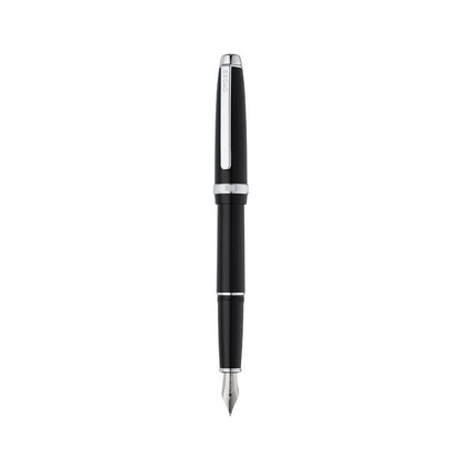 Lume Obsidian Black with Polished Chrome Appointments Ballpoint Pen & Fountain Pen (Medium) Gift Set