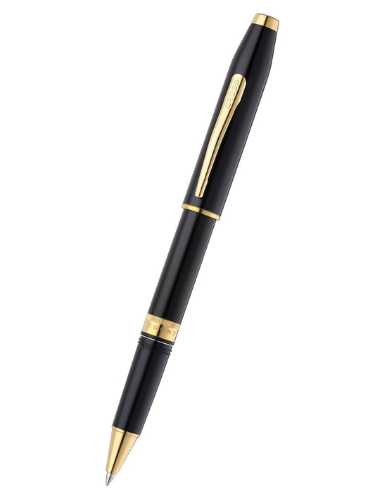 Foundry Glossy Black Lacquer with PVD Gold Appointments Rollerball Pen