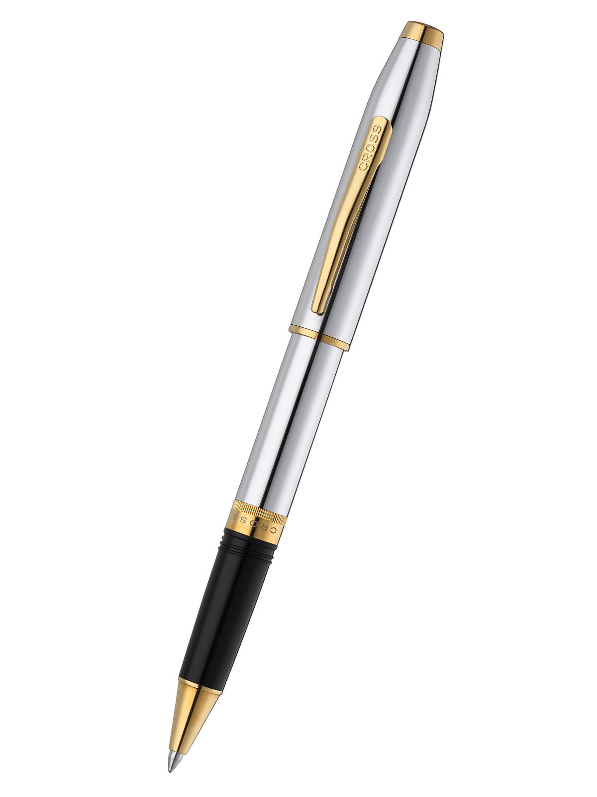 Foundry Polished Chrome with PVD Gold Appointments Rollerball Pen