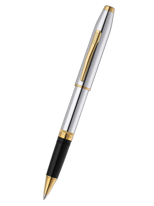 Foundry Polished Chrome with PVD Gold Appointments Rollerball Pen