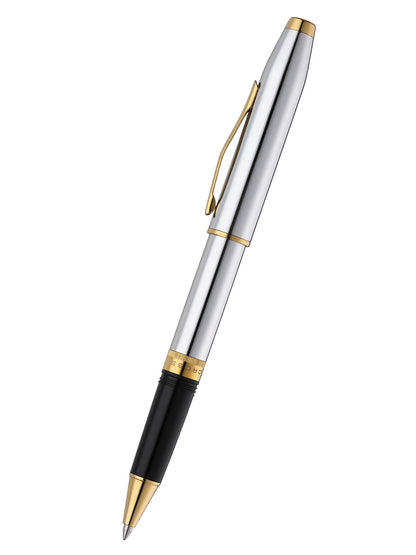 Foundry Polished Chrome with PVD Gold Appointments Rollerball Pen