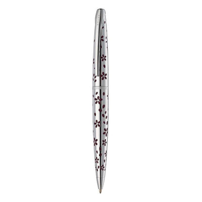 ATX Cherry Blossom Polished Chrome Ballpoint Pen & Fountain Pen (Medium) Gift Set