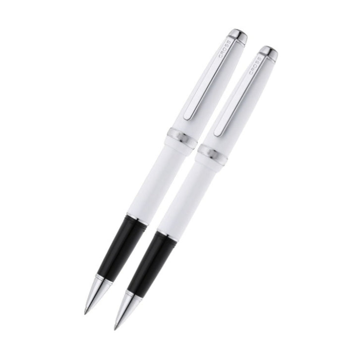 Lume Porcelain White with Polished Chrome Appointments Ballpoint Pen & Rollerball Gift Set