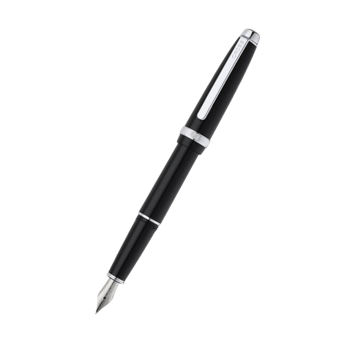 Lume Obsidian Black with Polished Chrome Appointments Ballpoint Pen & Fountain Pen (Medium) Gift Set