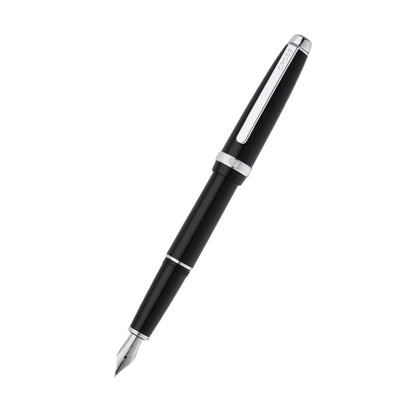 Lume Obsidian Black with Polished Chrome Appointments Ballpoint Pen & Fountain Pen (Medium) Gift Set